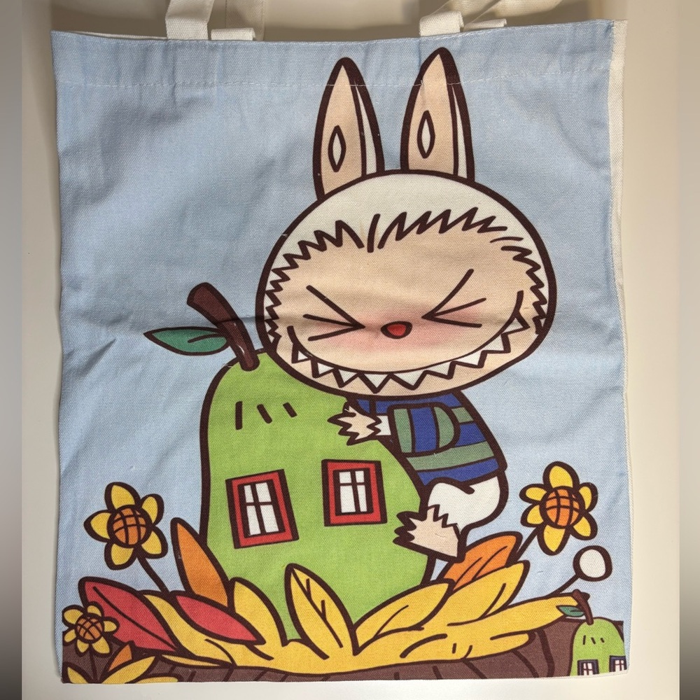 Cute Labubu Pear House Reusable Shopping Tote Bag